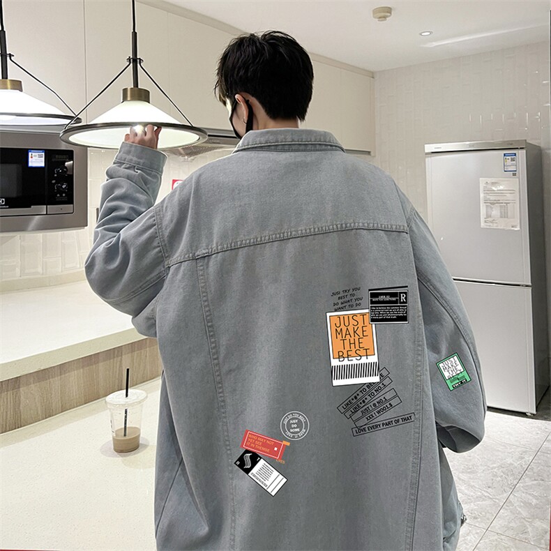 牛仔夹克男大码牛仔外套男茄克 NJ77121-P60加绒款-P75图片