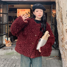 皮毛一体羊羔毛外套2C317A-8828-P205-K289，女装短外套，2C317A