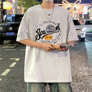T806纯棉宽松短袖T恤男夏季新款卡通半袖港风chic潮牌男生体恤衫图片