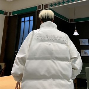 冬季PU皮鳄鱼纹羽绒棉衣立领皮服男外套 M1602 P100 直播图片