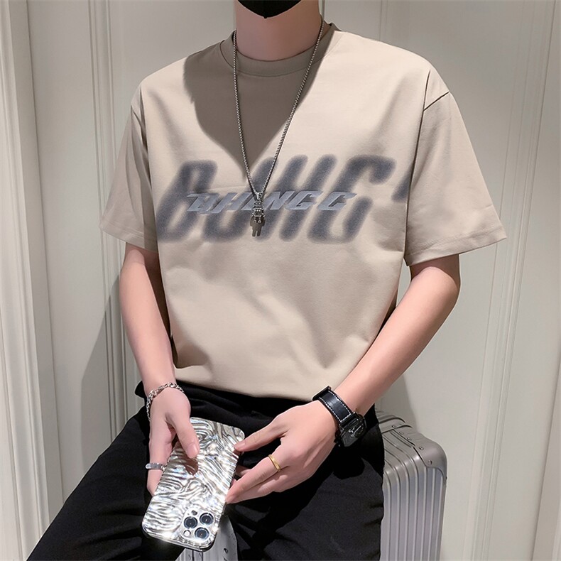 TX26-P48夏季T恤男短袖半截袖新款男装上衣痞青年半袖-黑2控68,男装T恤,电商D327