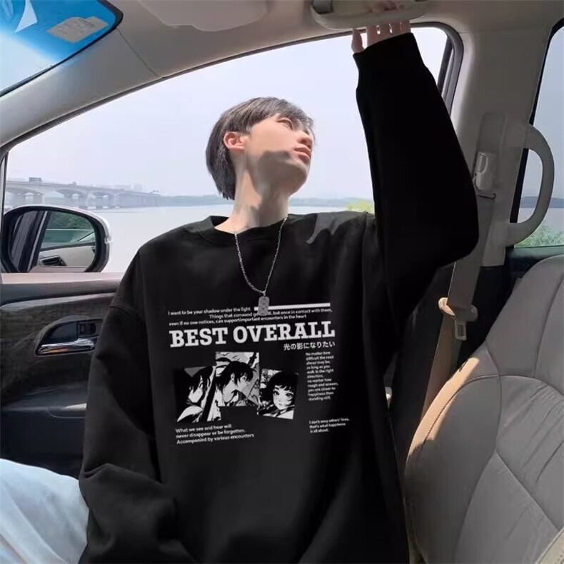 印花秋冬卫衣男2026年春秋季韩版新款圆领宽松上衣chic港风潮流潮,男装卫衣,星座1013