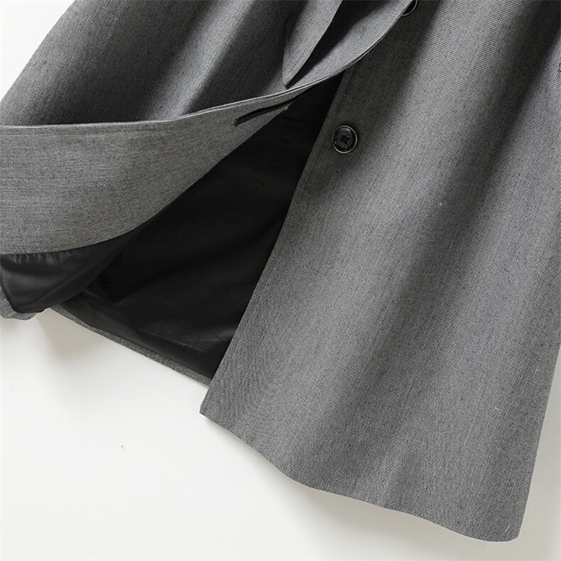 现货2023春秋新款韩版纯色中长款风衣外套女,风衣,艾乐芳