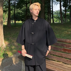 唐装男女潮牌新中式外套短袖衬衫男夏季薄款风上衣中山装衬衫，男装衬衫，星座601-2