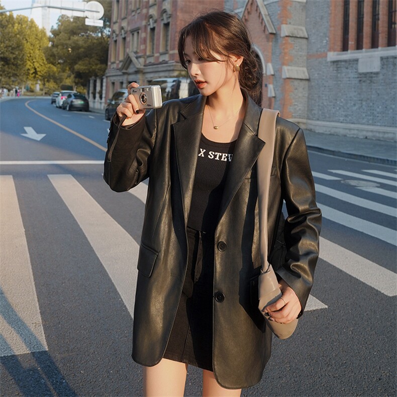 【现货】西装皮衣复古港风洋气8852款P145K198,女装皮衣,2C316