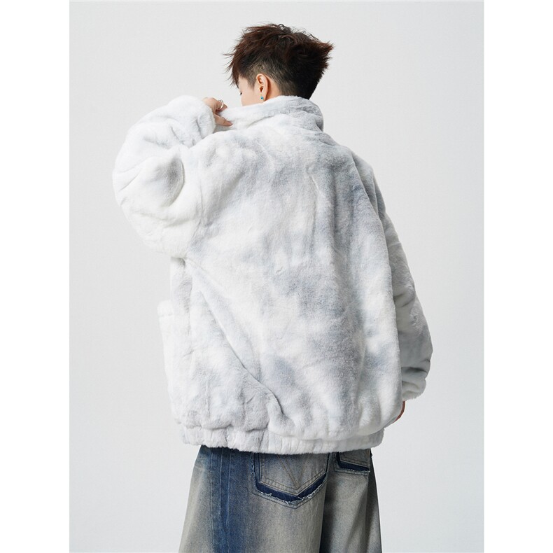 羊羔毛棉衣潮扎染设计情侣大码M-5XL毛绒外套男YG7503P128控168,男装棉衣,星座226-1