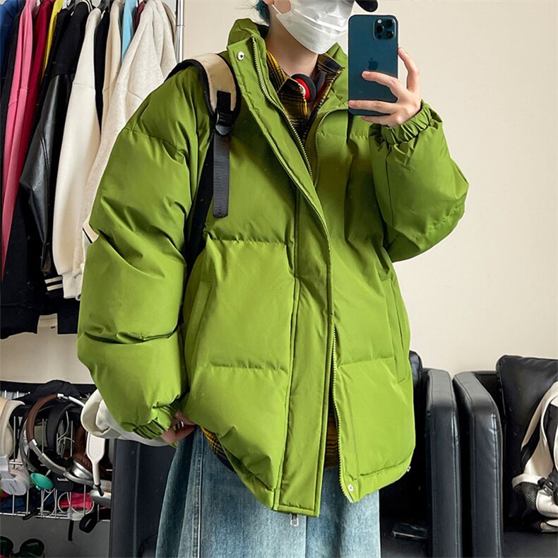 冬宽松纯色大码休闲加厚保暖立领棉服棉衣外套M5228-P40【特价】图片