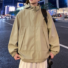 秋季夹克外套休闲拼接连帽潮流纯色冲锋衣CYJK9266P-75控价119，男装夹克，电商A128