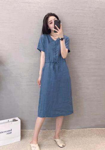 麻料连衣裙，女装连衣裙，依伊贝诺