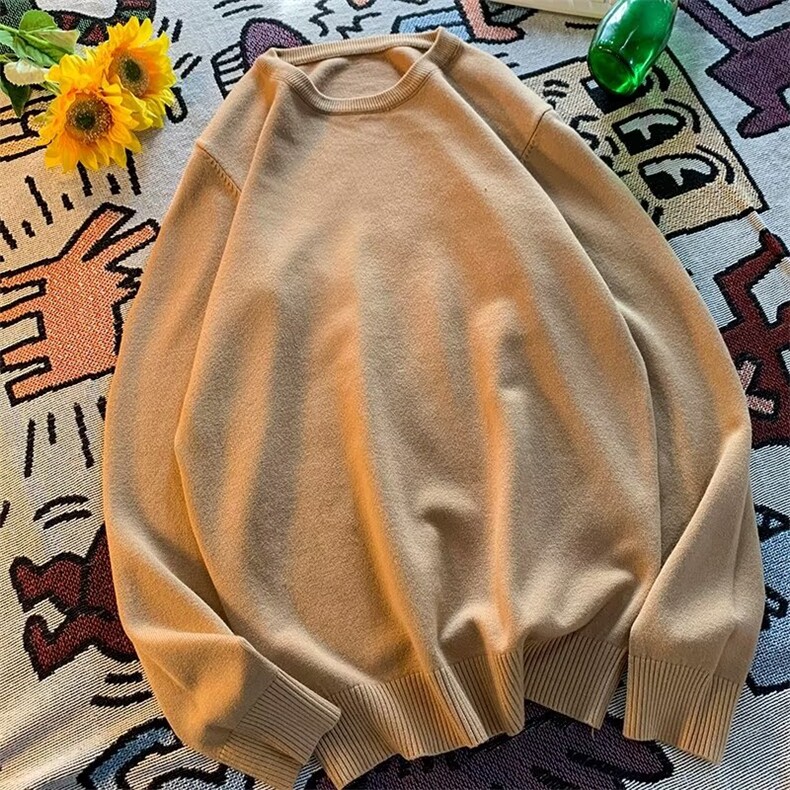 美式街头设计感圆领毛衣男慵懒风休闲针织衫MG22P42图片