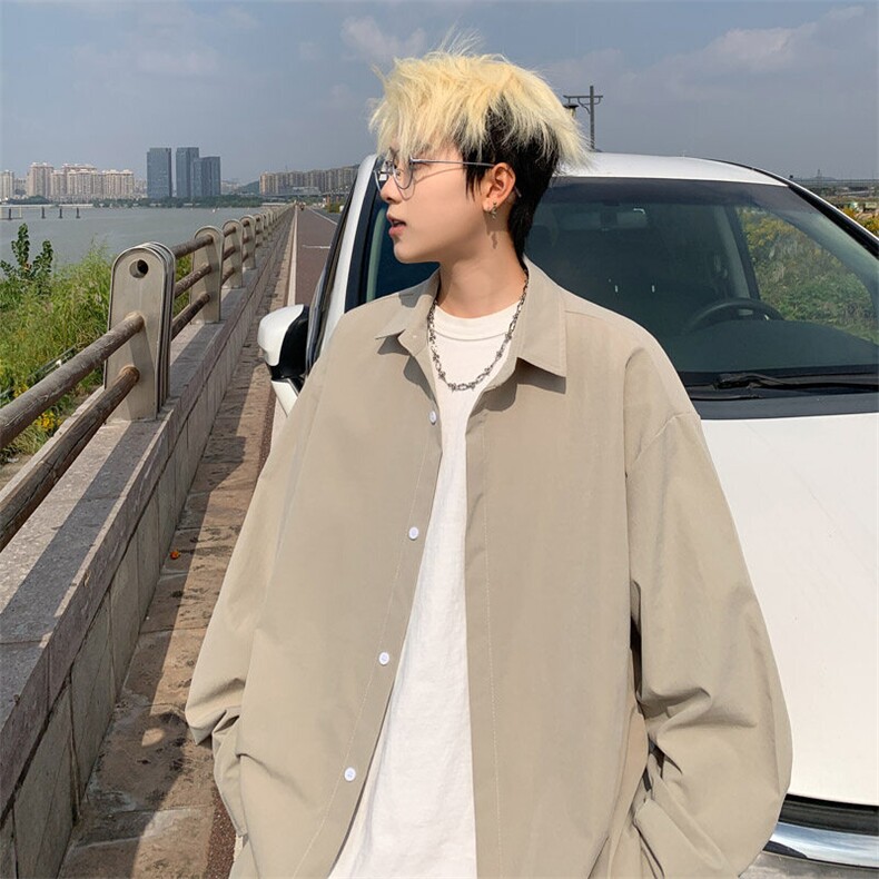 ！2025春季新款男士纯色长袖衬衣简约白衬衫CS06特P35,男装衬衫,电商B220