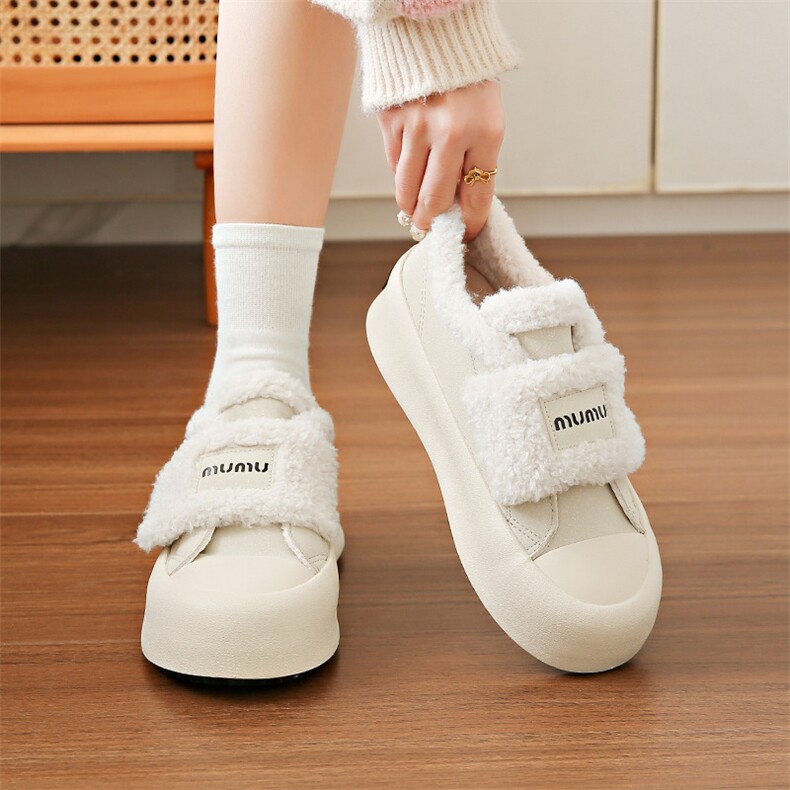 冬季新款学生韩版ins百搭加绒棉鞋保暖休闲鞋，女鞋毛毛鞋，电商A223