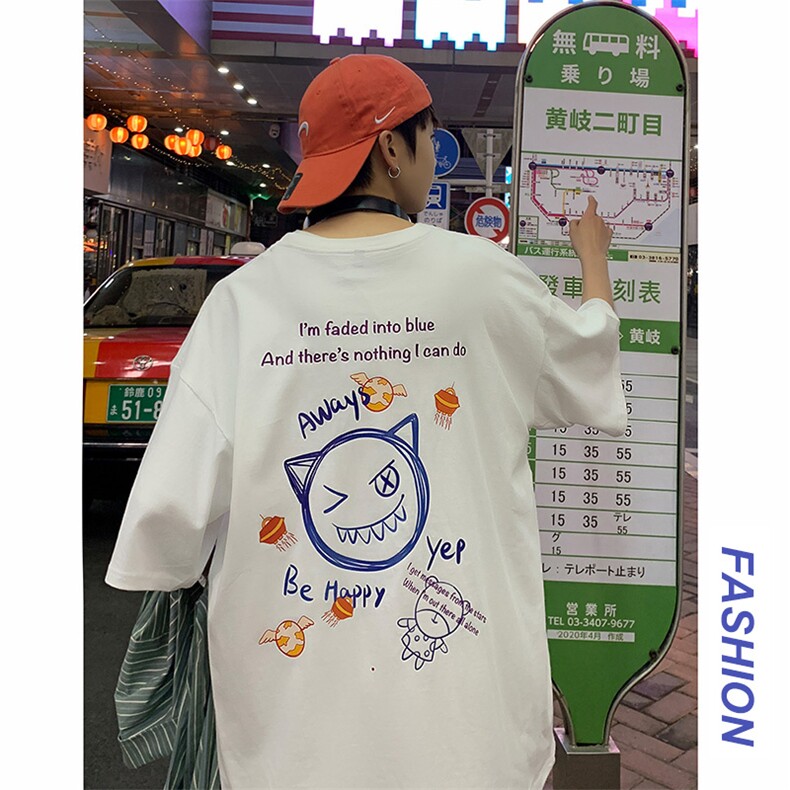 夏季短袖t恤男ins潮流印花半袖宽松体恤潮牌情侣上衣服TX852-p28,男装T恤,星座1008-2