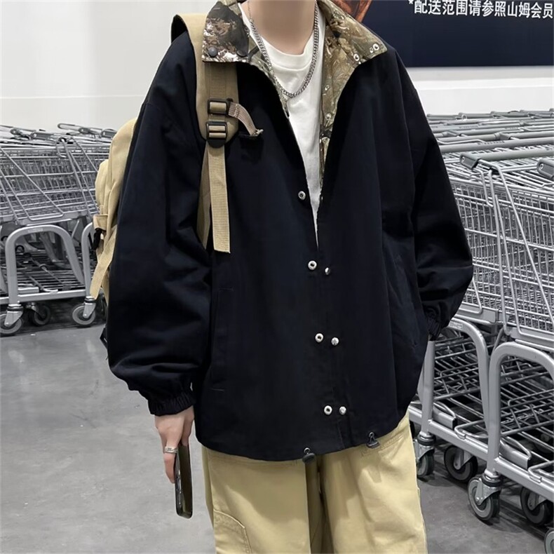 工装潮流情侣宽松潮牌面包服上衣春秋双面穿迷彩外套男 W3664-P50图片