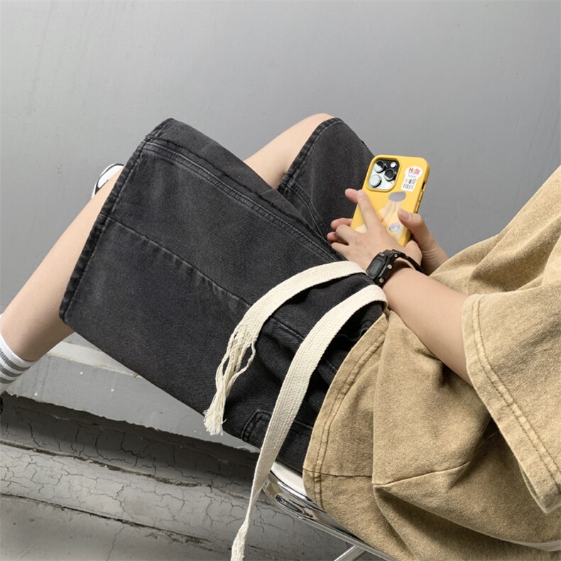 牛仔短裤男士夏季直筒宽松中裤美式潮牌五分裤子男款N0783-P40,男装牛仔裤,星座308B-1