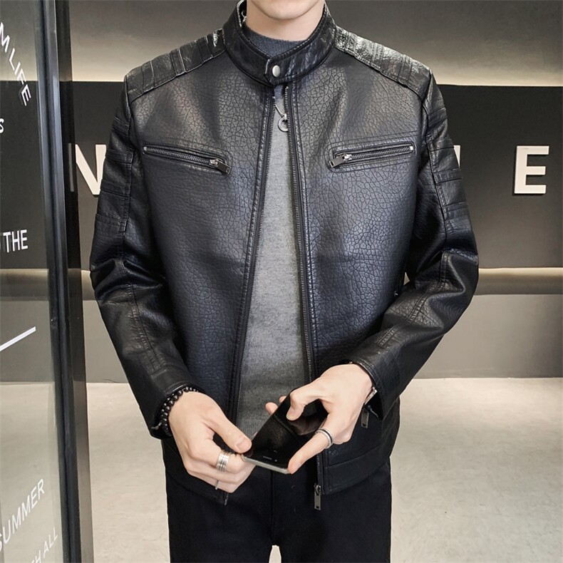 2022秋冬新款男士立领机车皮衣外套男8812,男装皮衣,天晨