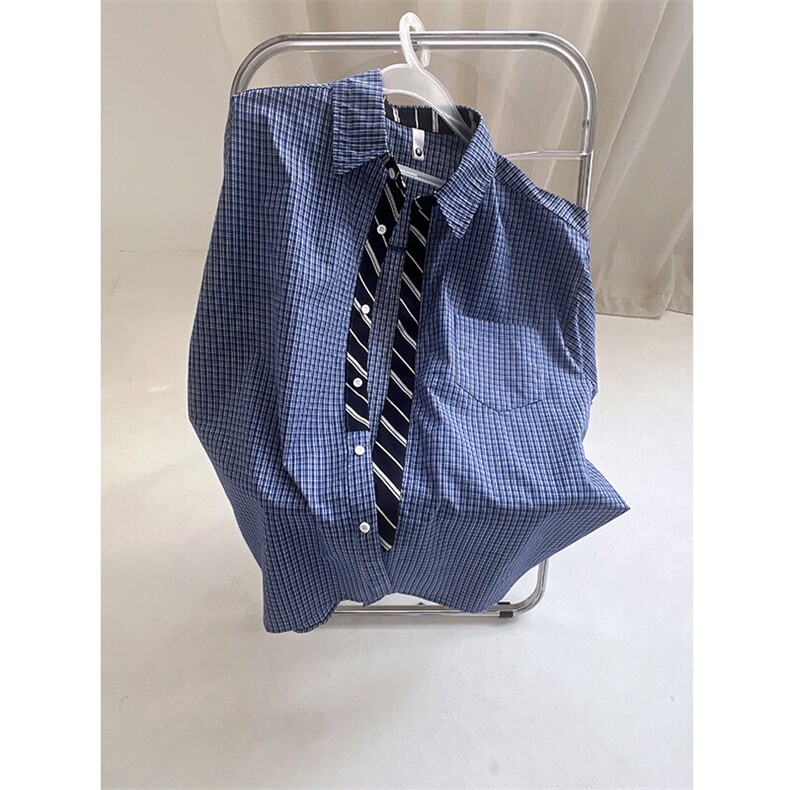 高智感美式中性领带一体宽松休闲cleanfit短宽衬衫男CS2537-特P40,男装衬衫,电商B289