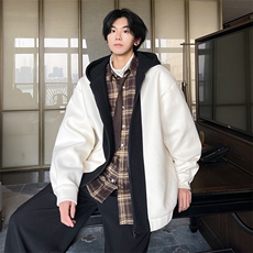秋装新款拼色男士毛呢港风连帽夹克外套A071-JK10-P108，男装夹克，电商A071