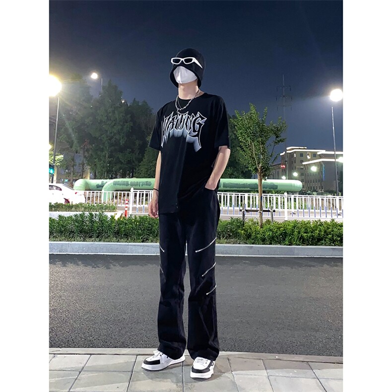 B221 美式ins高街暗黑小众个性拉链直筒牛仔裤 LK23054-P70 控98图片