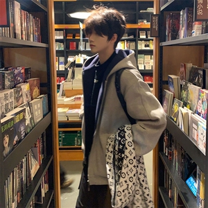 抖音得物高品质二开 26春装美式重磅宽松结构双面连帽卫衣外套W68图片