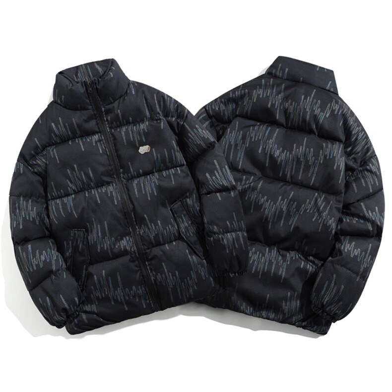 棉服男女七彩线印花棉衣立领面包服棉袄加厚外套3359-P70控108图片