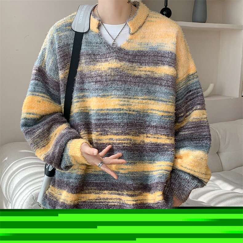 现货MY7137-特批65美式软糯秋冬设计感小众大码针织衫,男装针织衫/毛衣,电商A059