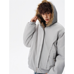 8XL-M复古双面加厚毛绒皮草短款工装派克服外套MY1707P158控188