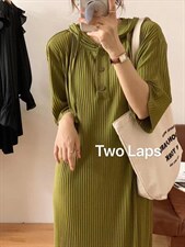 夏季新品：韩版原单冰丝压绉连衣裙，女装连衣裙，TWO LAPS