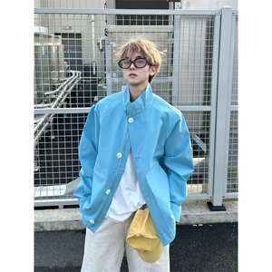 706-1-JK416-P105 秋季港风男士立领哈灵顿夹克休闲双拉链外套图片