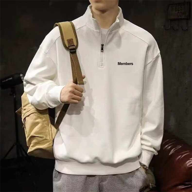 2025吉普男士卫衣春季新款半拉链宽松男装上衣潮流立领套头外套男图片