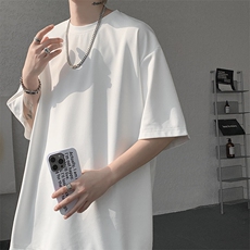 8XL-M高品质重磅棉光版纯色短袖T恤百搭款半截袖五分袖DX332特P23，男装T恤，电商D206-1