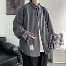 秋冬港风复古灯芯绒长袖衬衫宽松休闲工装衬衫日系男女H221/P45，男装衬衫，电商A221A