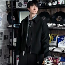 港风秋款男夹克衫行政夹克开衫拉链外套加大码S-5XLJK0045P73，男装夹克，星座1013-1
