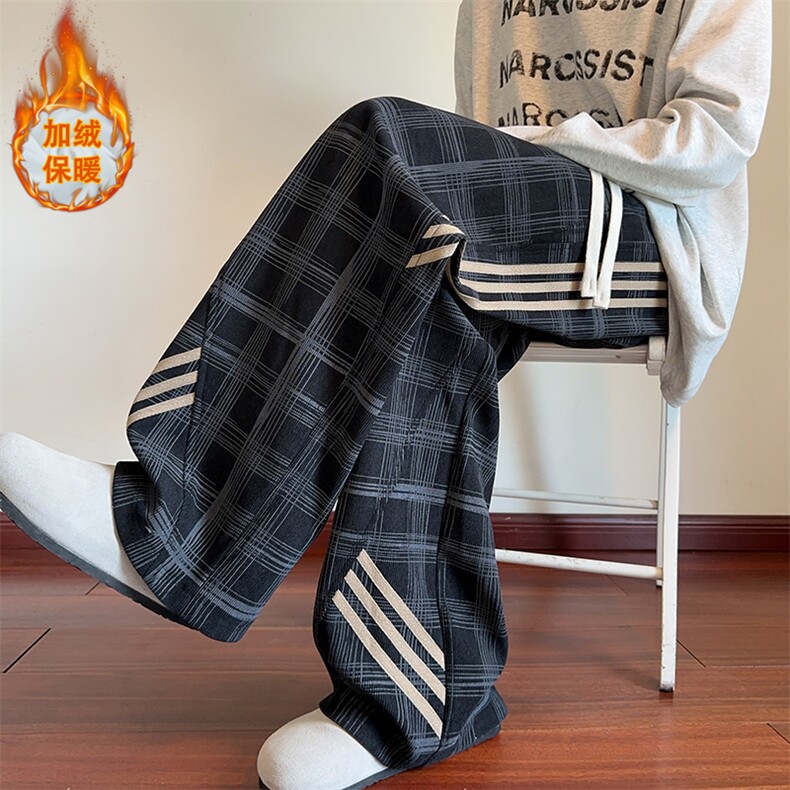 K25103JR加绒P50控78常规P45控68加厚裤子男休闲裤格子裤阔腿裤,男装卫衣,电商D229A