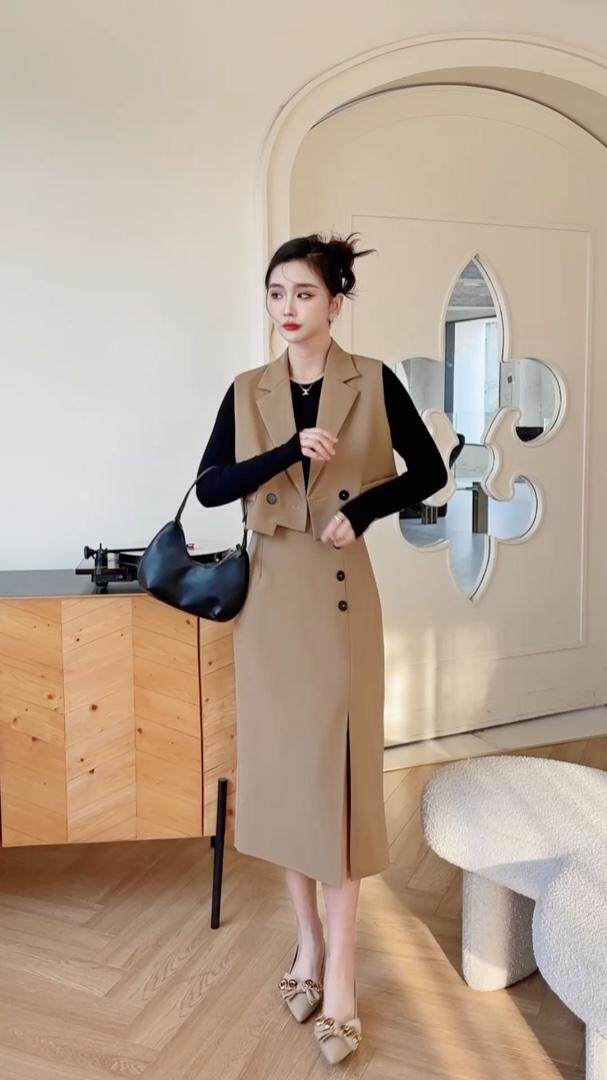 2023年女人味两件套连衣裙，女装连衣裙，贻思茗