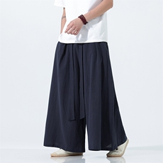 2025汉服唐装宽松阔腿裤风棉麻阔腿裤基地A057-K371-P55，男装民族服装，电商A057B