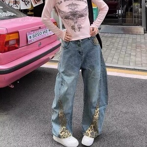 春夏破洞牛仔裤宽松显瘦垂感窄版遮肉休闲裤NZQ69图片
