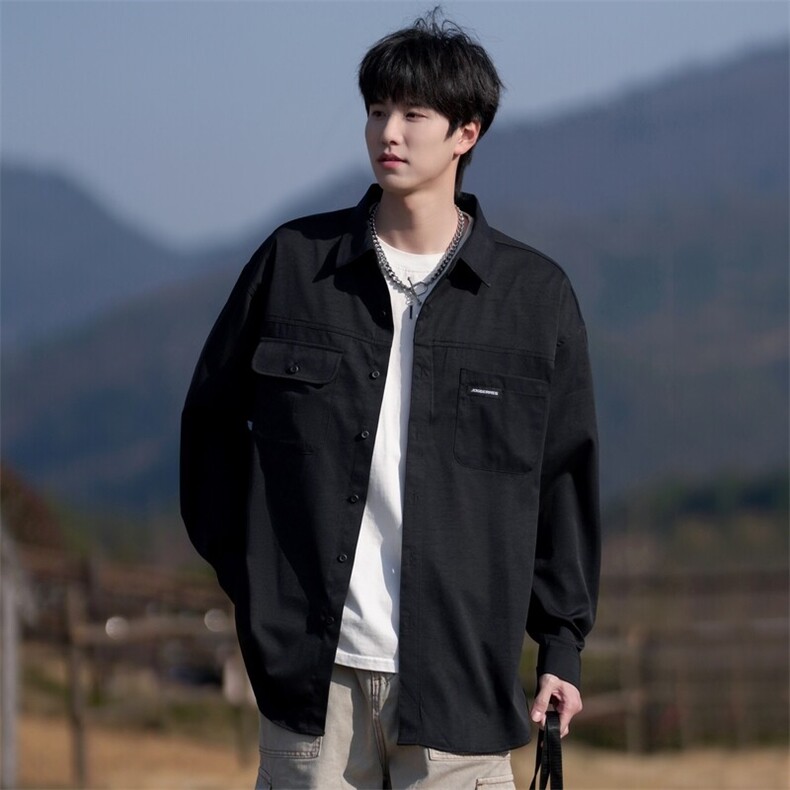25年春季长袖衬衫男工装潮流衬衣宽松现货DS-C323-1-S581-特批45，男装衬衫，电商C323-1