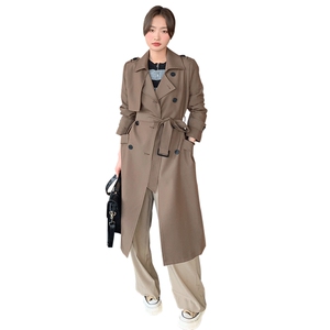 咖色长款时尚风衣外套女2025年春秋季新款韩系英伦风气质显瘦大衣图片