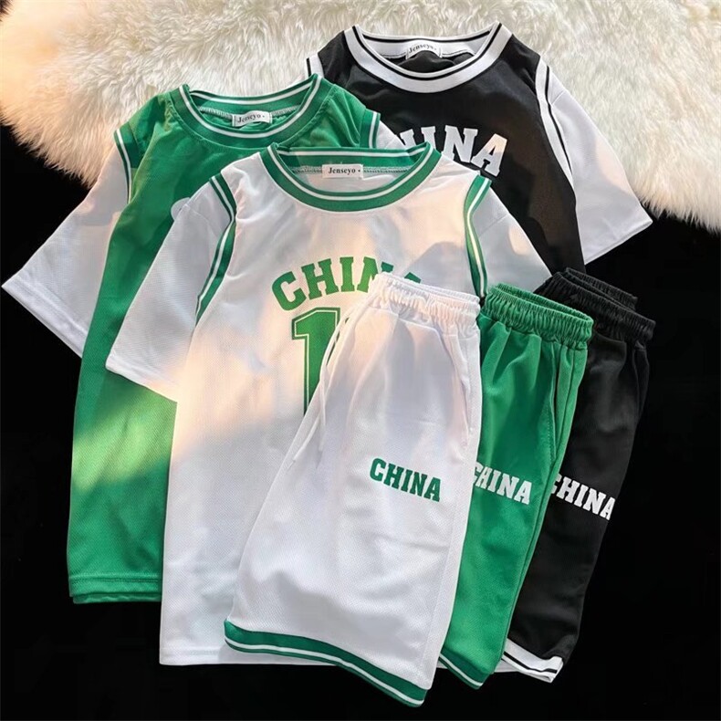 夏季运动套装男女百搭宽松训练服球衣短袖t恤短裤两件套TZ219-p36,男装休闲套装,星座1008
