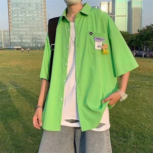 百搭潮流简约短袖衬衫痞帅气高级感休闲港风新款无品牌ins气质图片