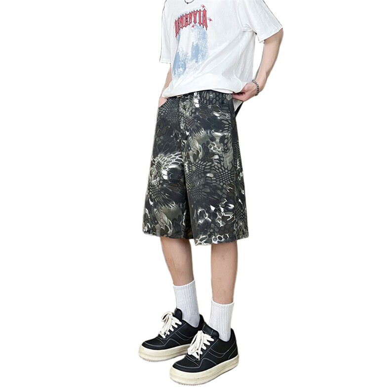 现货得物夏季蛇纹迷彩五分工装牛仔短裤男女K5918-特P35控59,男装牛仔裤,星座205