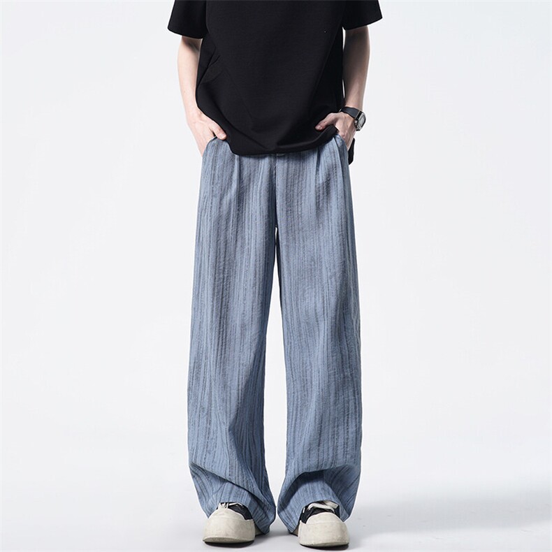 8XL-M 冰丝棉麻阔腿裤男扎染天丝亚麻垂感拖地山本西装裤K9151图片