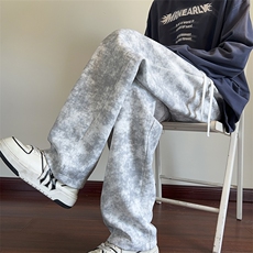 秋季新款休闲裤男宽松扎染直筒裤拖地卫裤K786-P45控68，男装休闲裤，星座209-2
