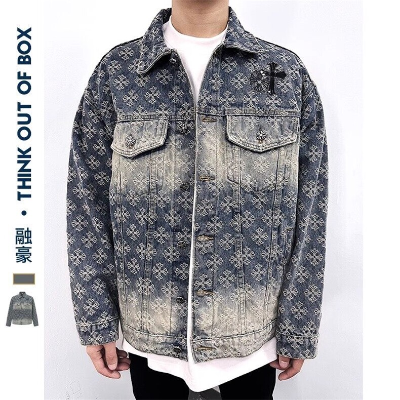 美式高质量重工提花十字架烫钻牛仔外套复古百搭上衣男JK1173-P88,男装夹克,星座1103-3