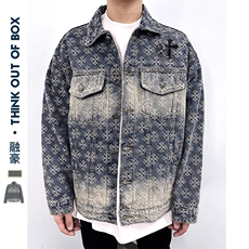 美式高质量重工提花十字架烫钻牛仔外套复古百搭上衣男JK1173-P88，男装夹克，星座1103-3