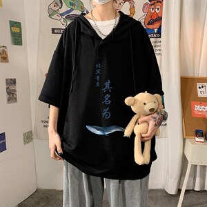 LD54261-P45NASA连帽短袖t恤男大码胖子带帽五分袖中袖海报风，男装T恤，电商A040
