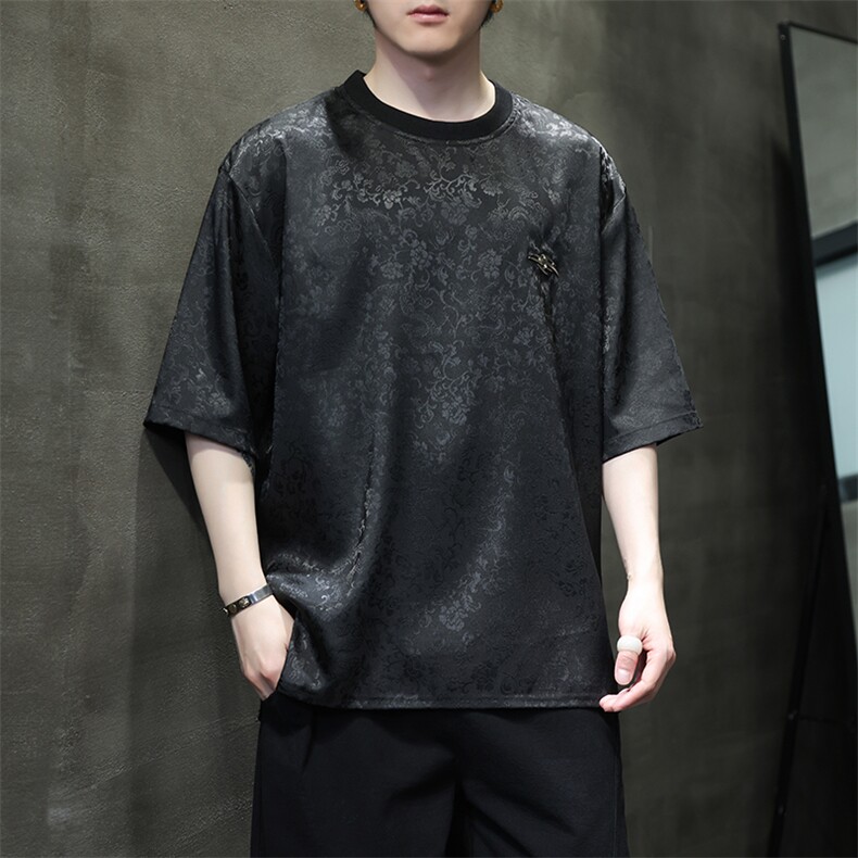 新中式风潮圆领T恤短袖民族服饰刺绣汉服时尚唐装T2419-P38,男装T恤,电商A227
