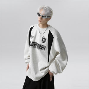 美式重磅卫衣男春秋青少年外套2025新款撞色拼接外套W102-P58图片