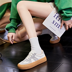 真皮女鞋2023秋季新款平底小白鞋女德训鞋厚底百搭板鞋女休闲鞋女，女鞋休闲鞋，电商A223